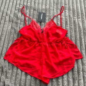 PrettyLittleThing Lace Trim Romper/Teddy NWT